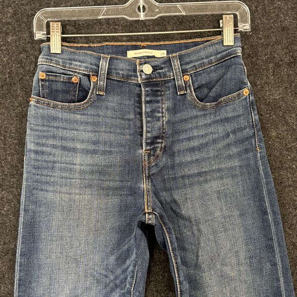 Levis Jeans Women's 26 Blue Wedgie Straight Button Fly High Rise Denim Pants - Picture 2 of 14